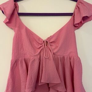 Urban Outfitters Pink Ruffle Blouse